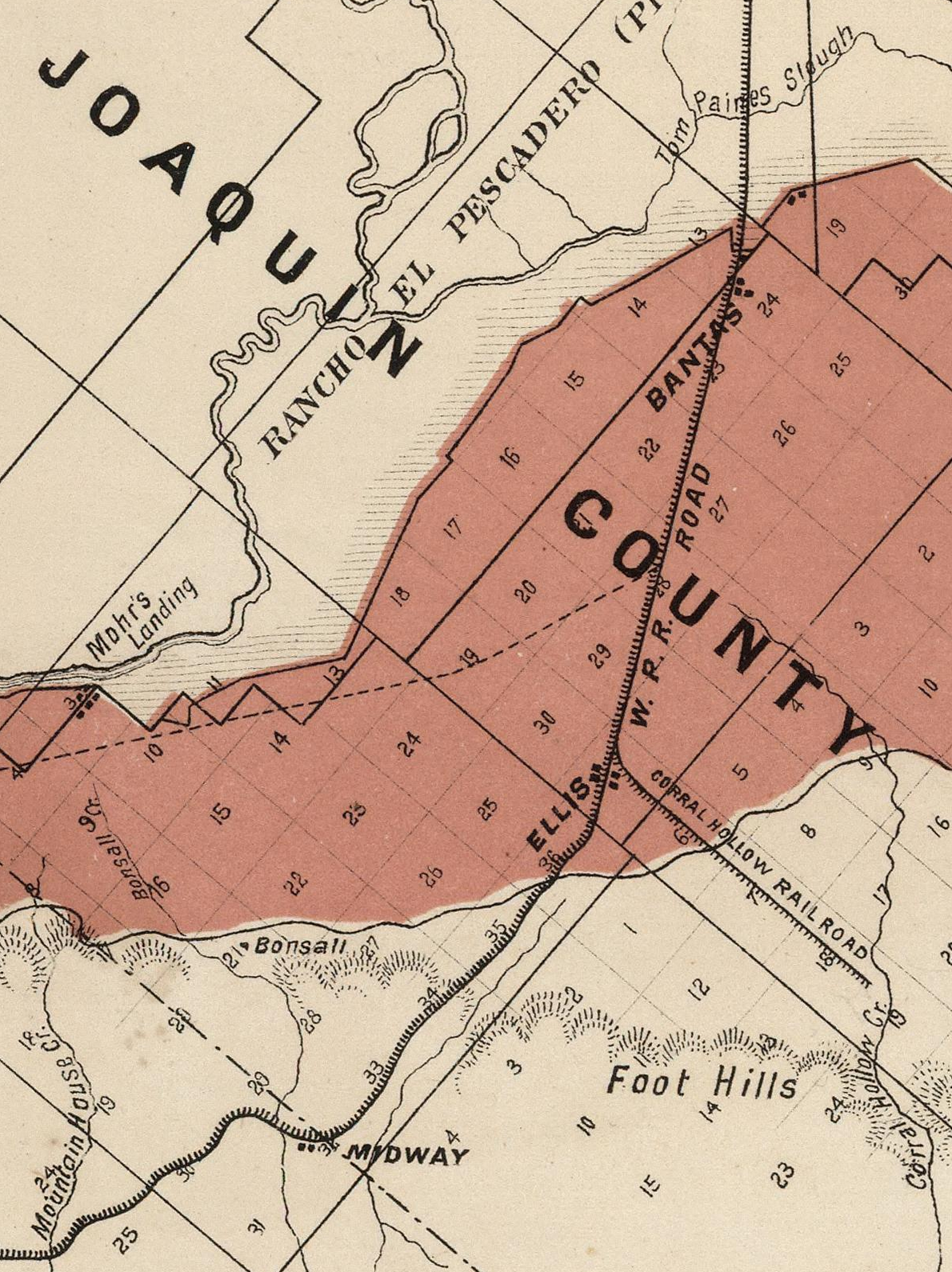 1877 West Side Irrigation Co. Map of Tulare Township (Image)