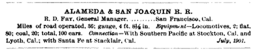 Alameda and San Joaquin Railroad Info (Image)
